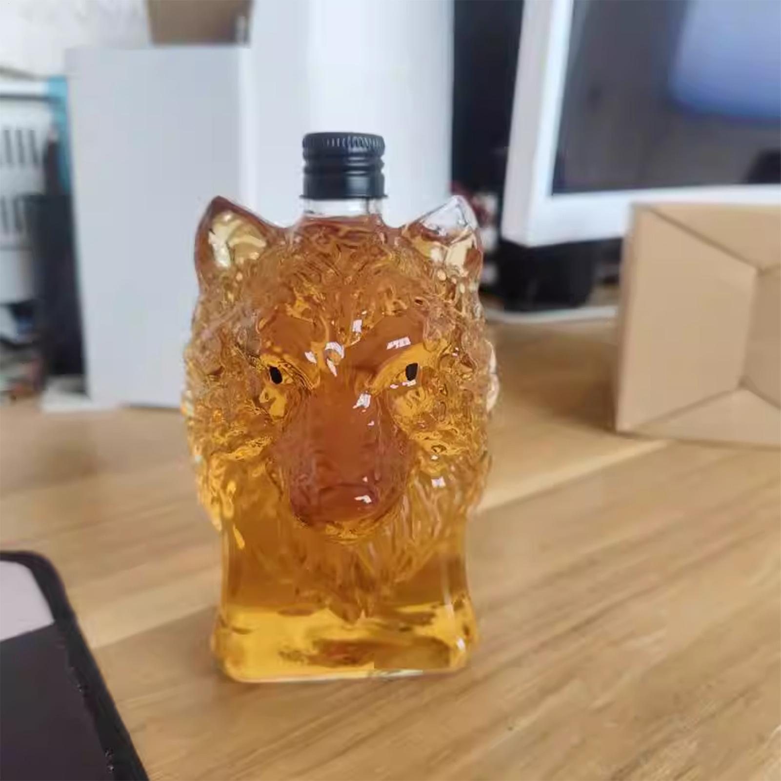 Vintage Collectible Bottles - Whiskey Bottle Wolf Shape Wine Cup