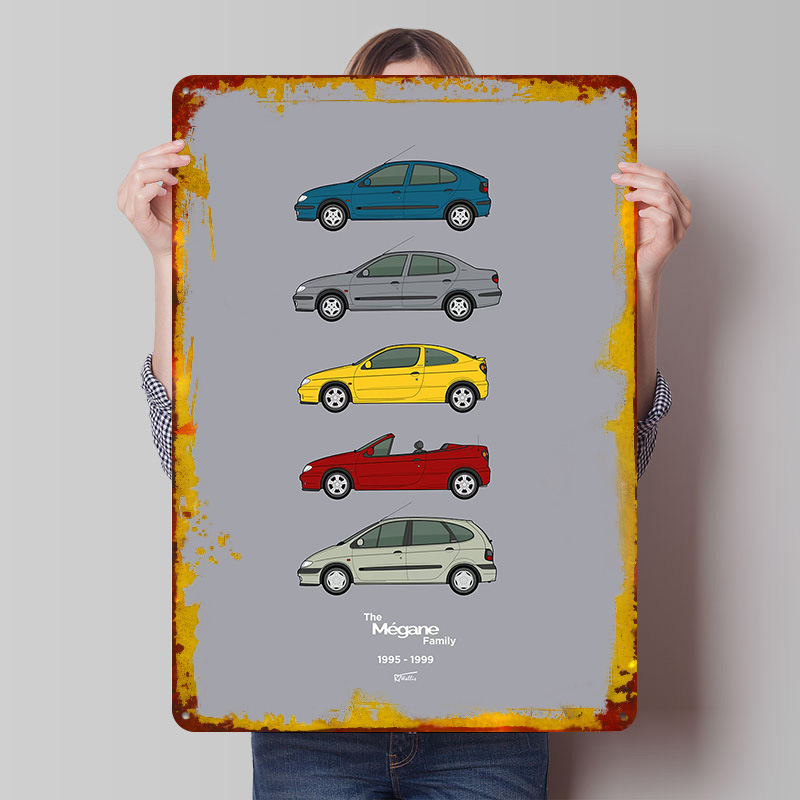 Vintage Collectible Posters - Sports Car Megane Collection 1995-1999 Printed