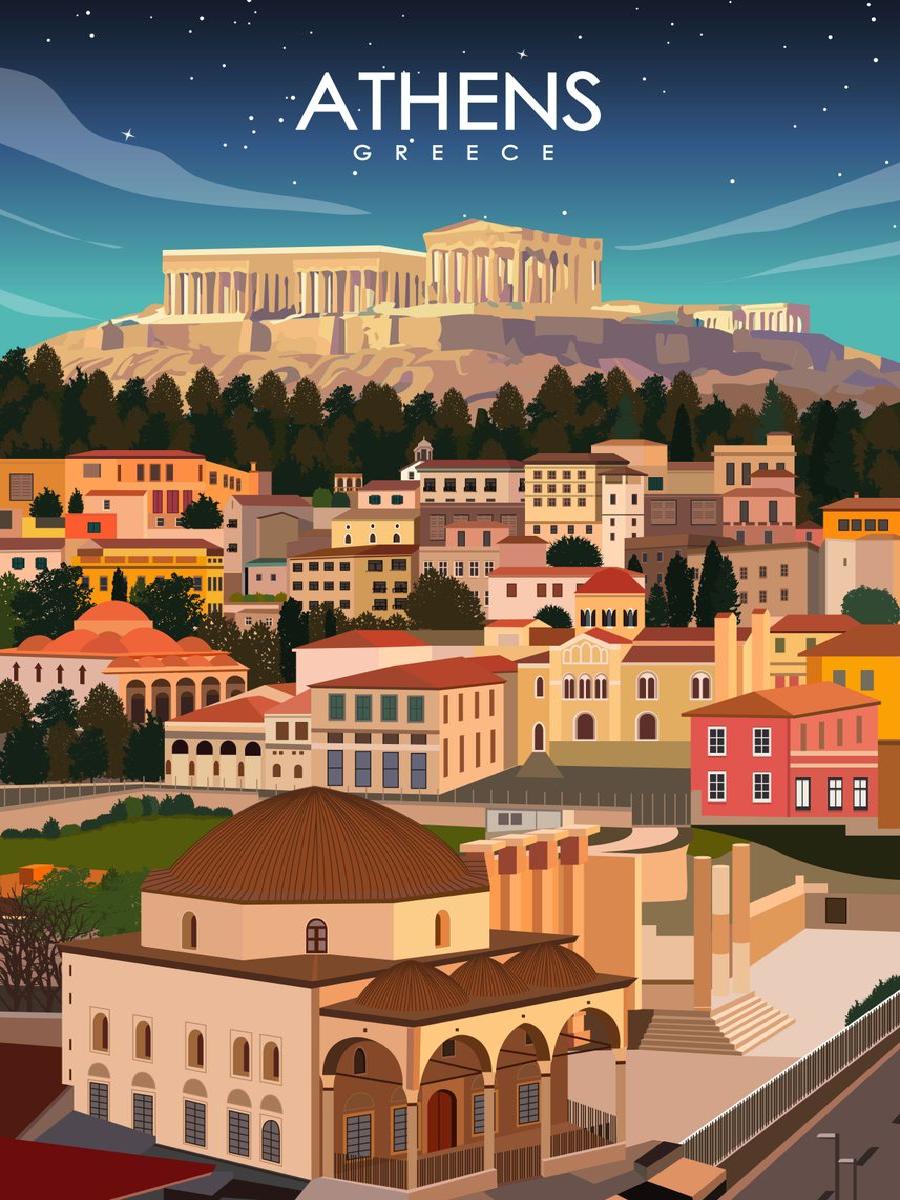 Vintage Athens Greece Travel P - Vintage Collectible Posters 评论和价格