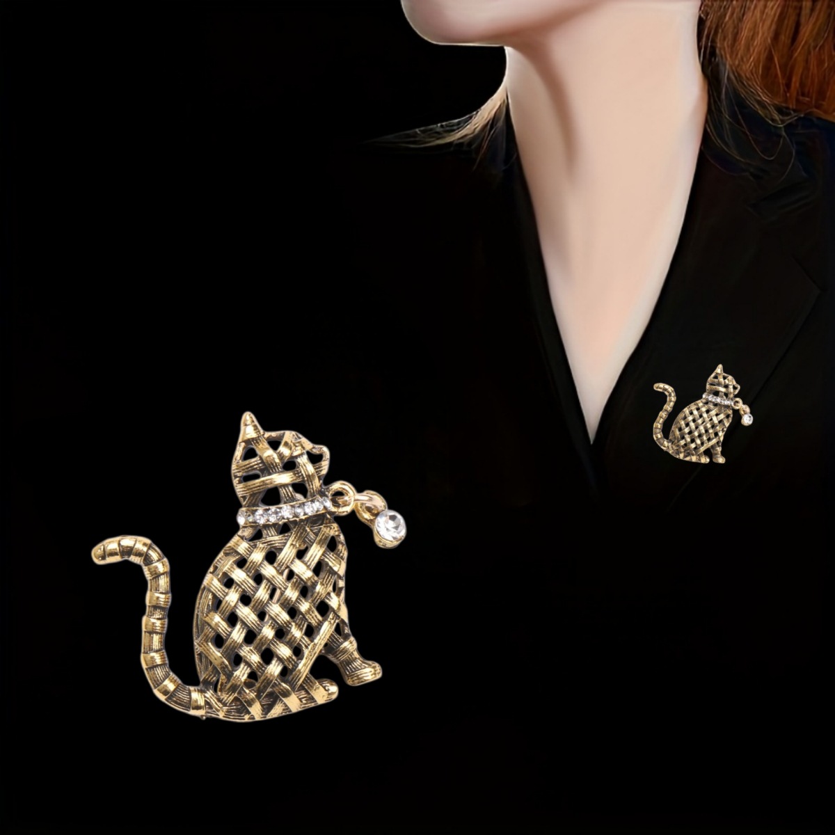 Ornate Woven Cat Brooch Collec - Collectible Vintage Brooches 评论和价格