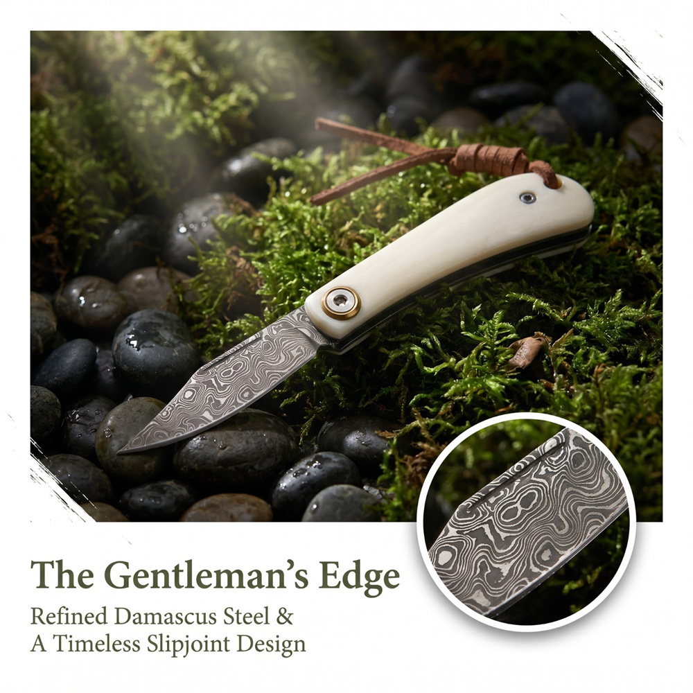Compact Vintage Damascus Foldi - Vintage Collectible Pocket Knives 评论和价格