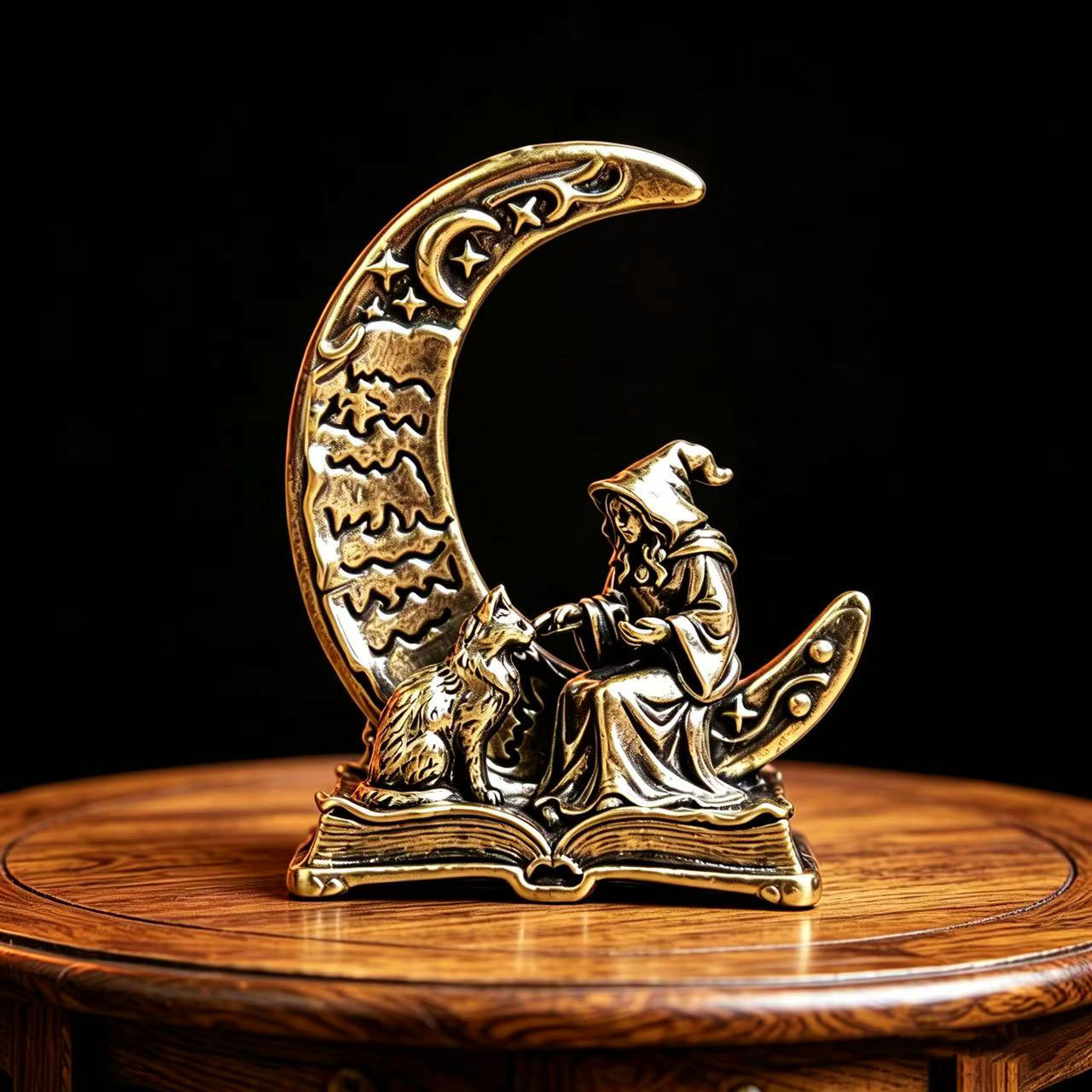 Brass Moon Witch Decoration St - Vintage Collectible Figurines 评论和价格