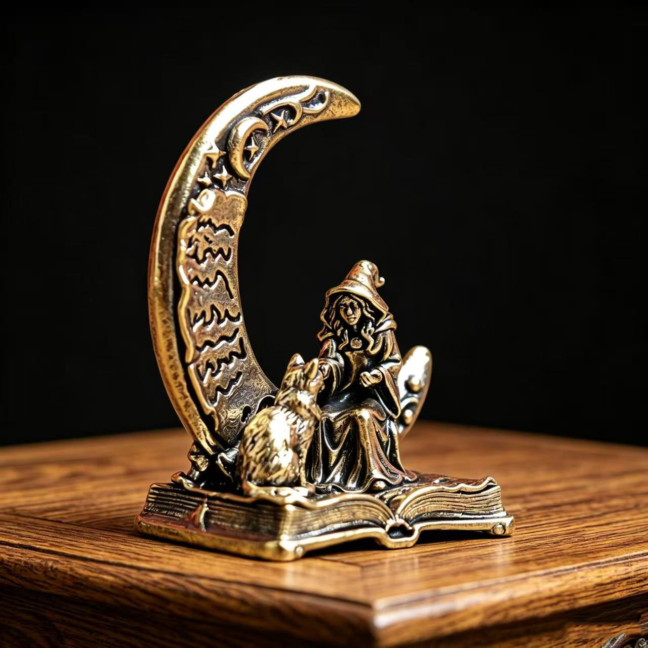 Brass Moon Witch Decoration St - Vintage Collectible Figurines 评论和价格