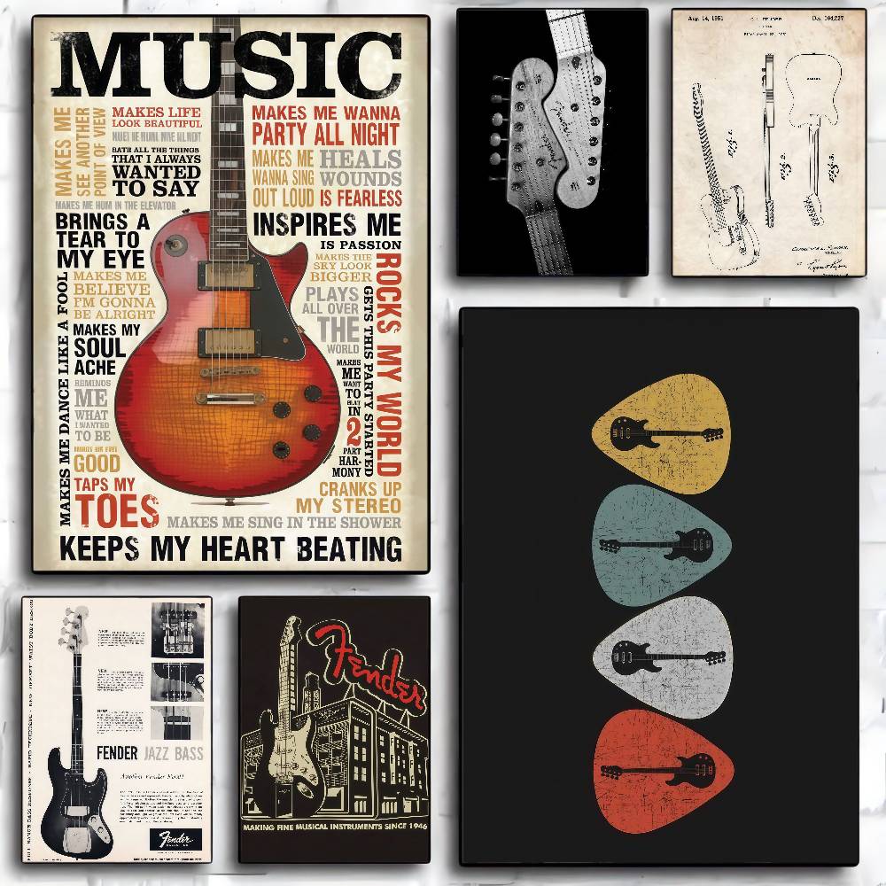 Guitar Collection Self-adhesiv - Vintage Collectible Posters 评论和价格