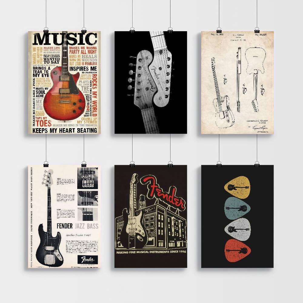 Guitar Collection Self-adhesiv - Vintage Collectible Posters 评论和价格