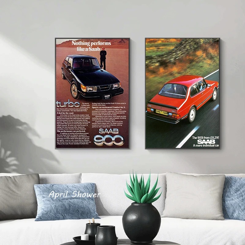 Classic Vintage Saab 900 Turbo - Vintage Collectible Posters 评论和价格